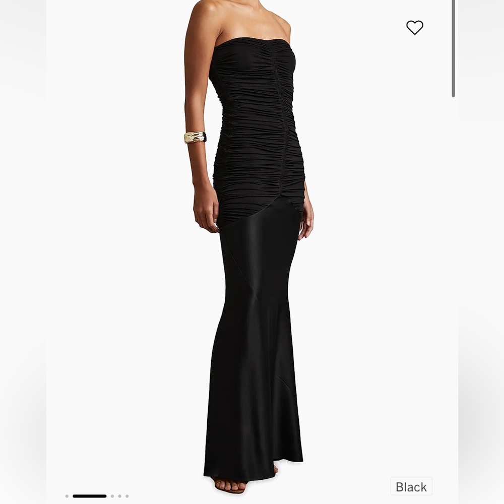 Reiss Women’s black dress Selina Ruched Strapless Maxi Dress